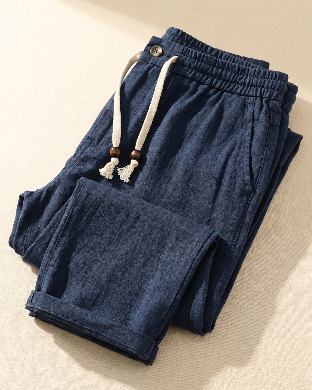 Domenico Pantalones de Lino de Verano con Cordón