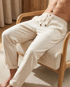 Domenico Pantalones de Lino de Verano con Cordón