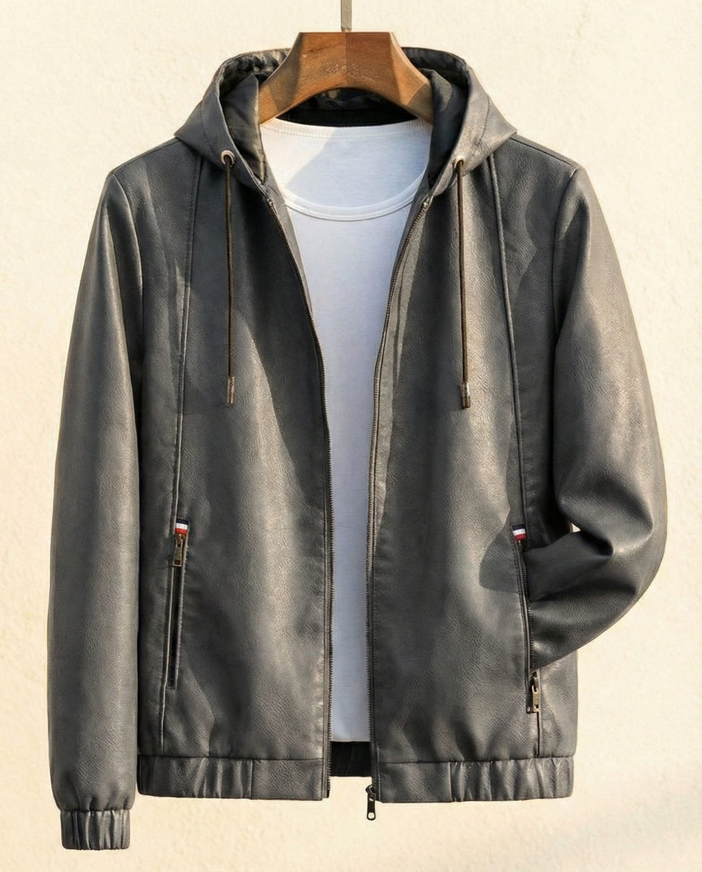 Lorenzo Campera de Cuero con Capucha