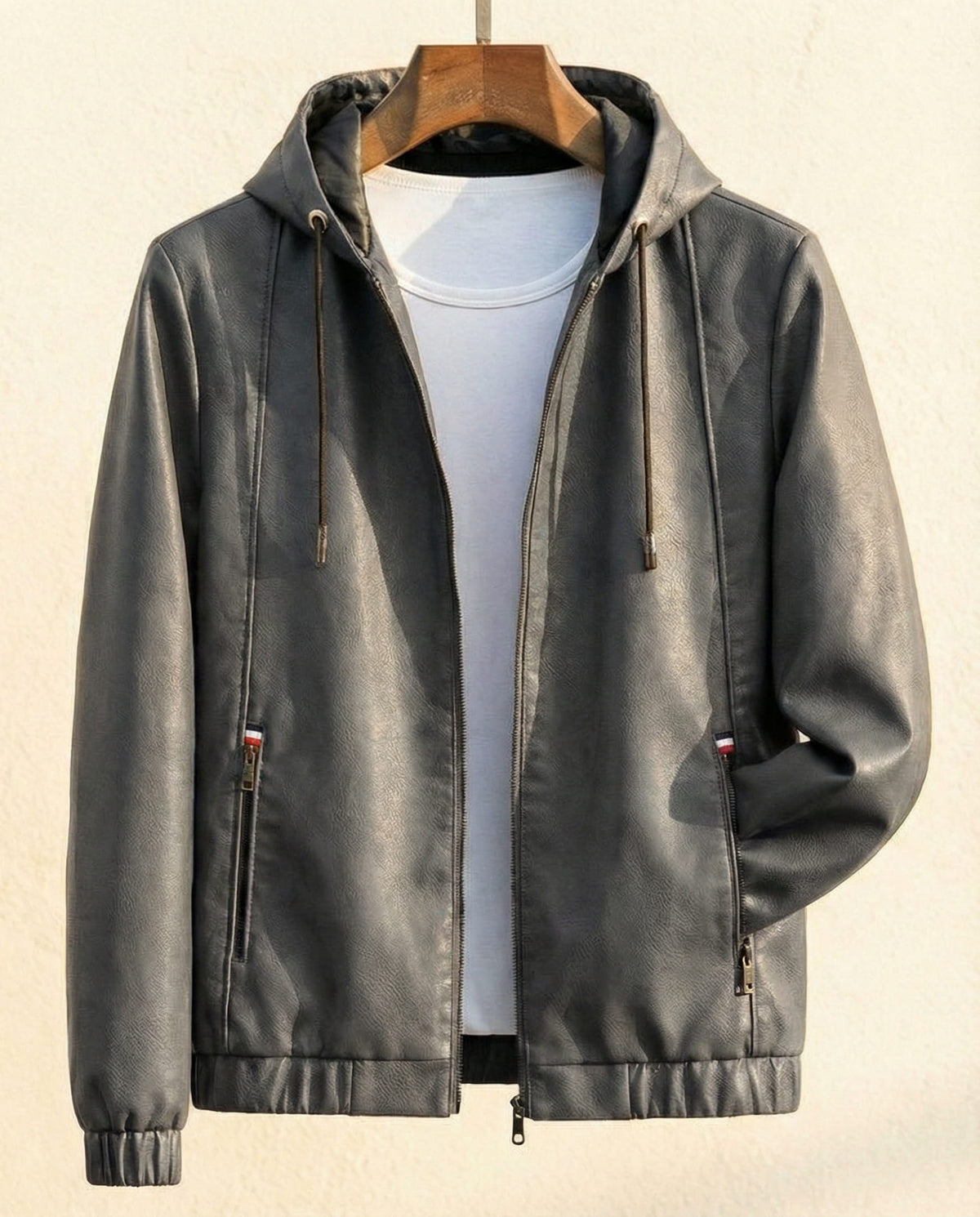 Lorenzo Campera de Cuero con Capucha