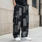 Melo Pantalón de Algodón Patchwork Pierna Ancha
