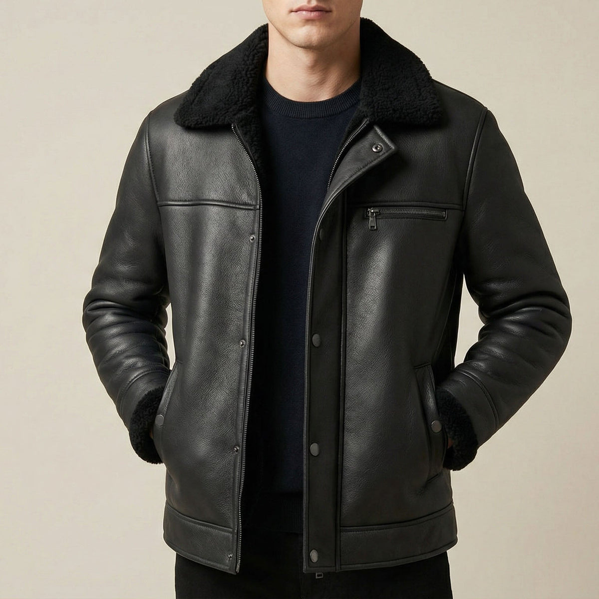 Salvatore Campera de Cuero Reversible Forrada