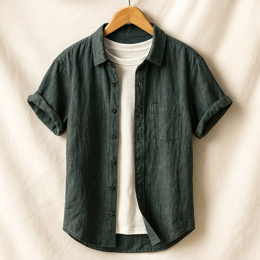 Pellegrino Camisa de Lino de Manga Corta