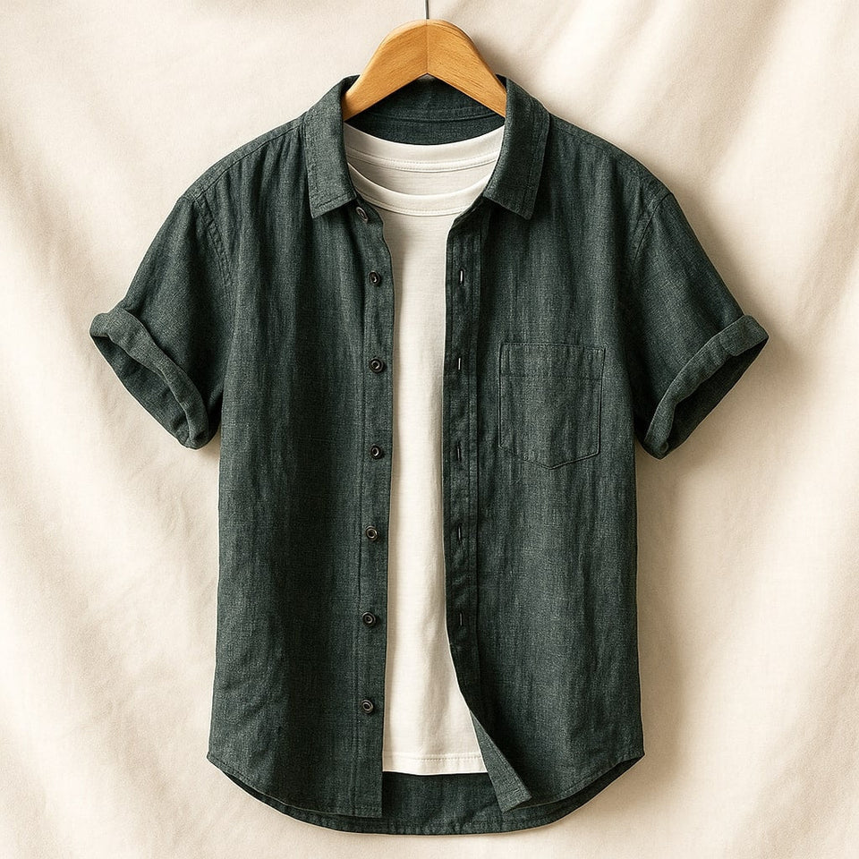 Pellegrino Camisa de Lino de Manga Corta