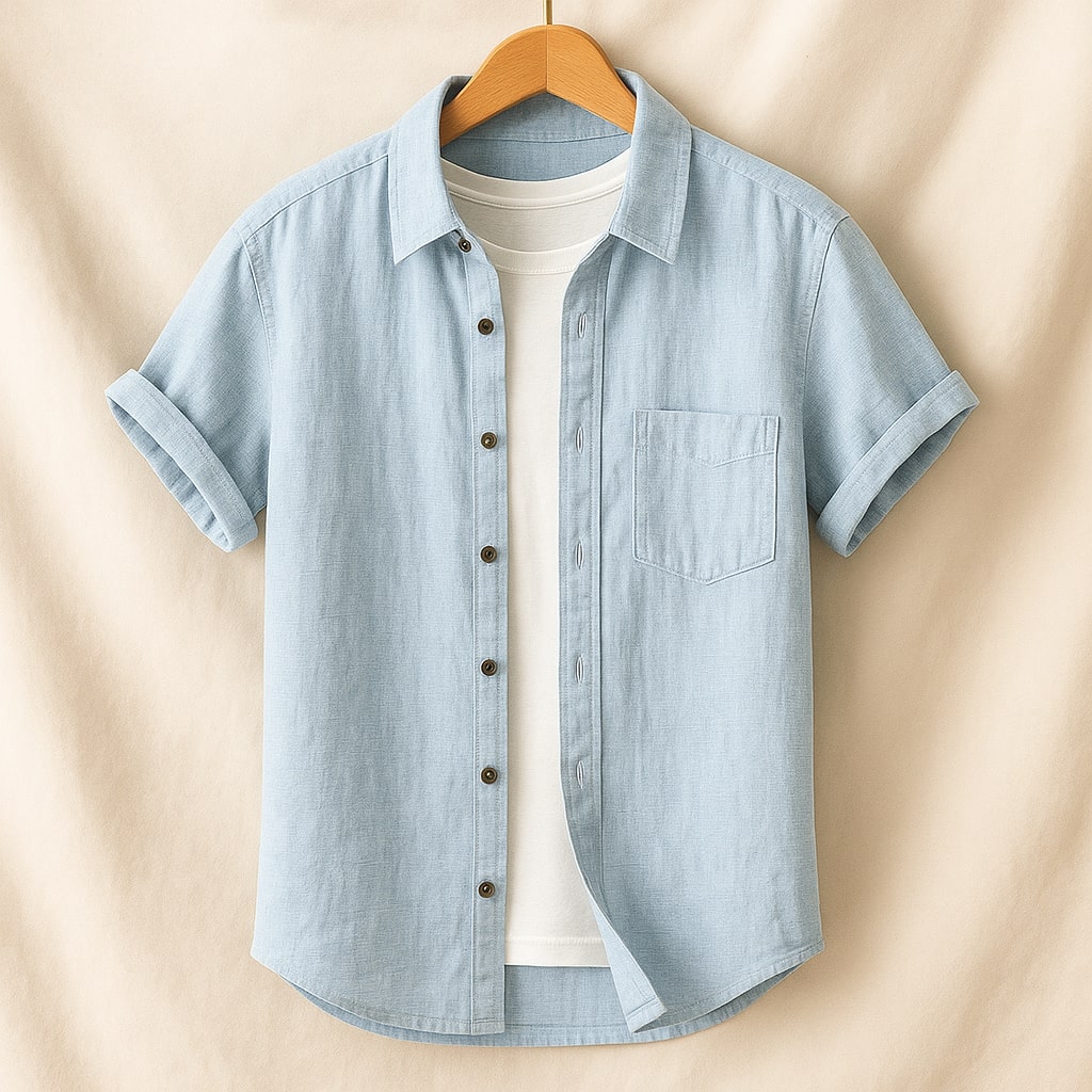 Pellegrino Camisa de Lino de Manga Corta