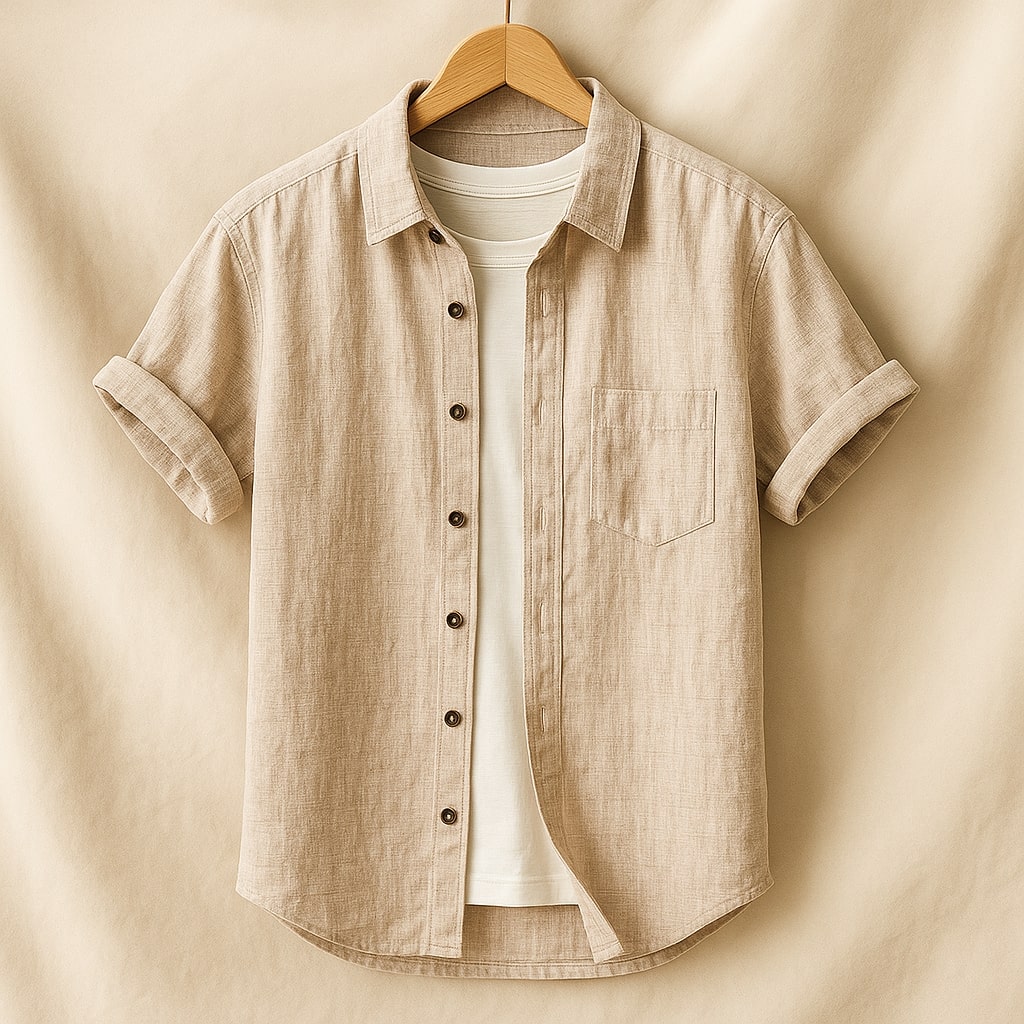 Pellegrino Camisa de Lino de Manga Corta