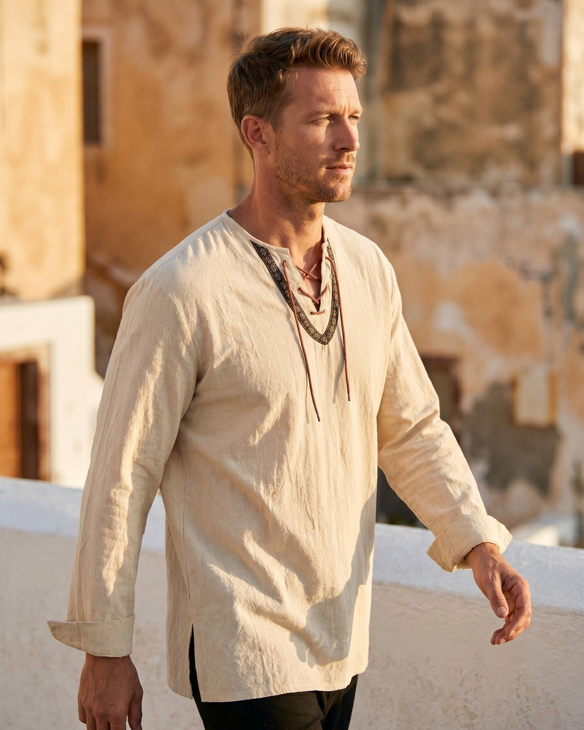 Romano Camisa de Lino Mezcla de Algodón