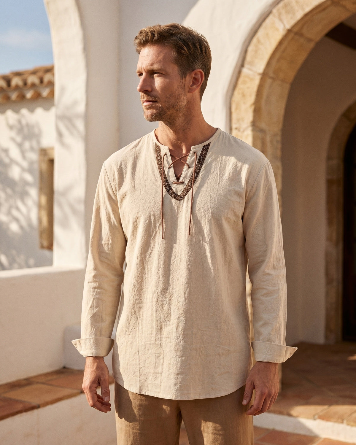 Romano Camisa de Lino Mezcla de Algodón
