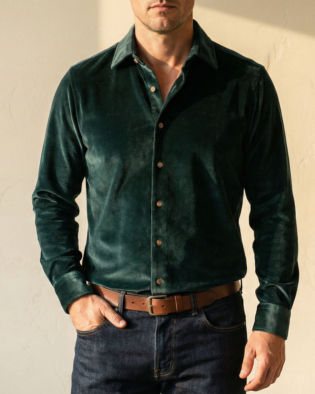 Samuele Camisa Casual Mezcla de Algodón