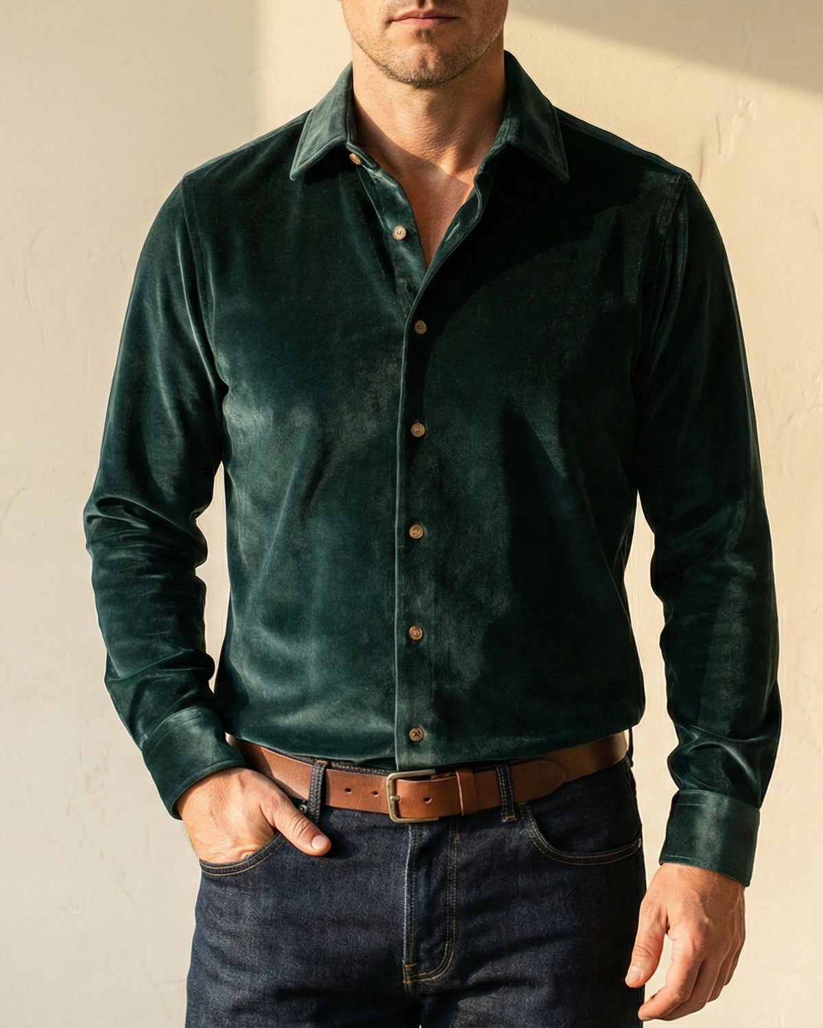 Samuele Camisa Casual Mezcla de Algodón
