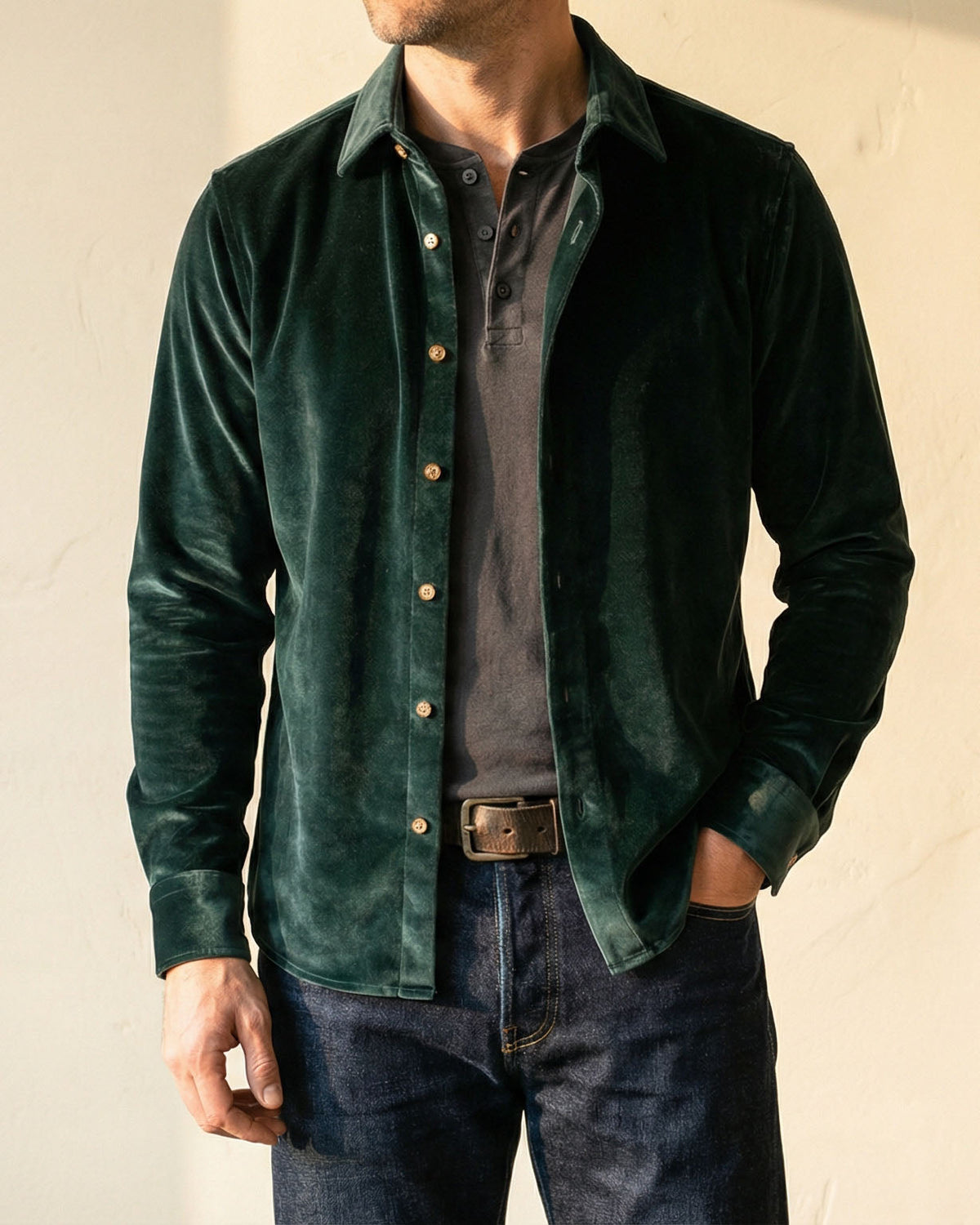 Samuele Camisa Casual Mezcla de Algodón