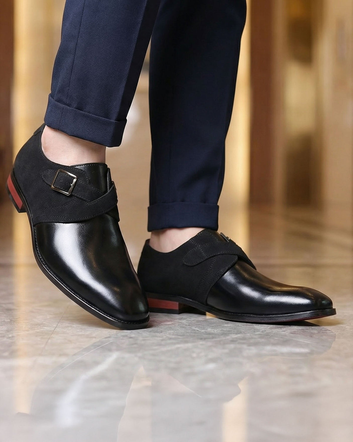 Riccardo Zapato de Cuero con Hebilla Monje
